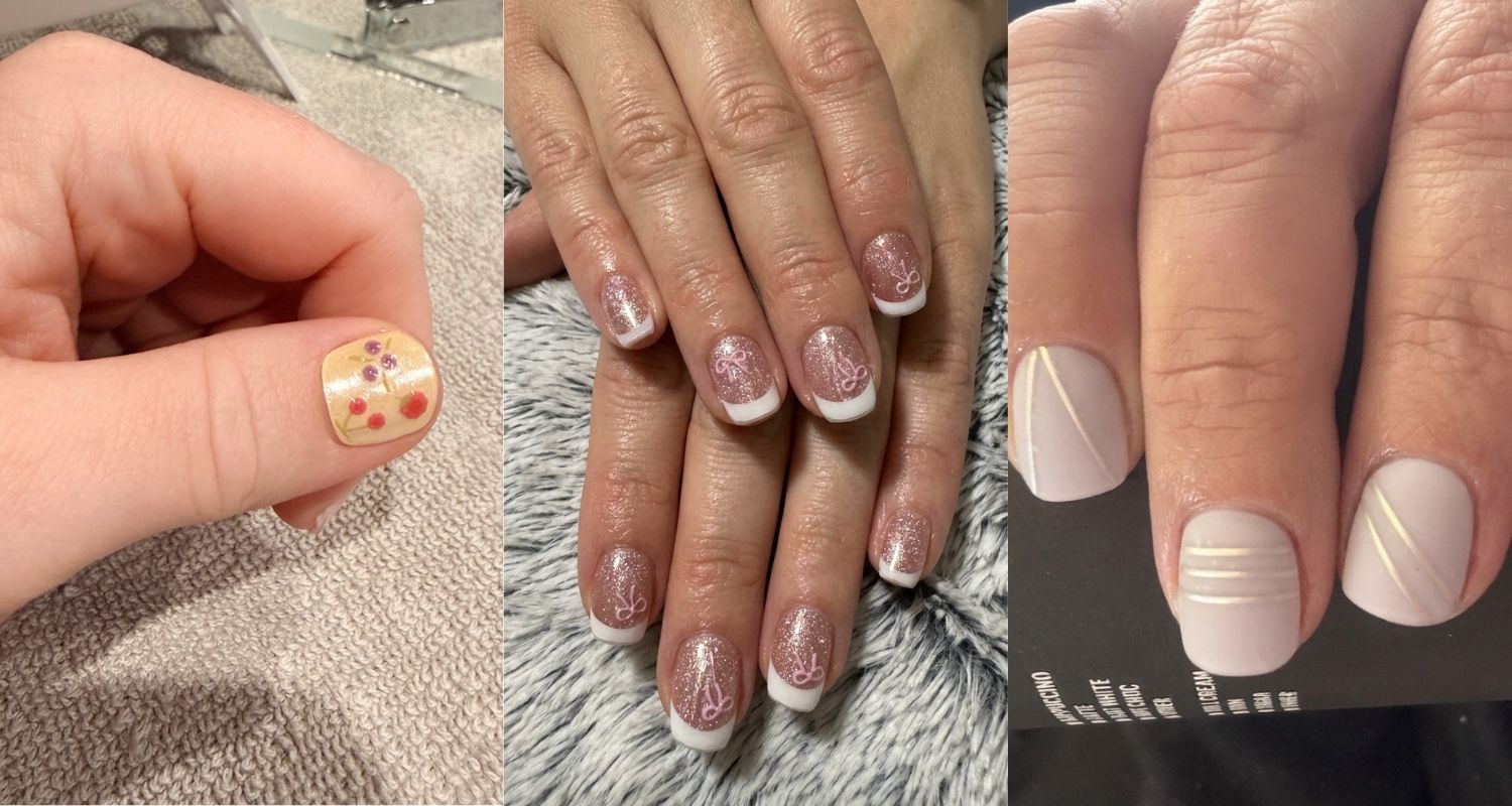 Spring nail art looks created with LA-BEK gel nail wraps and decals