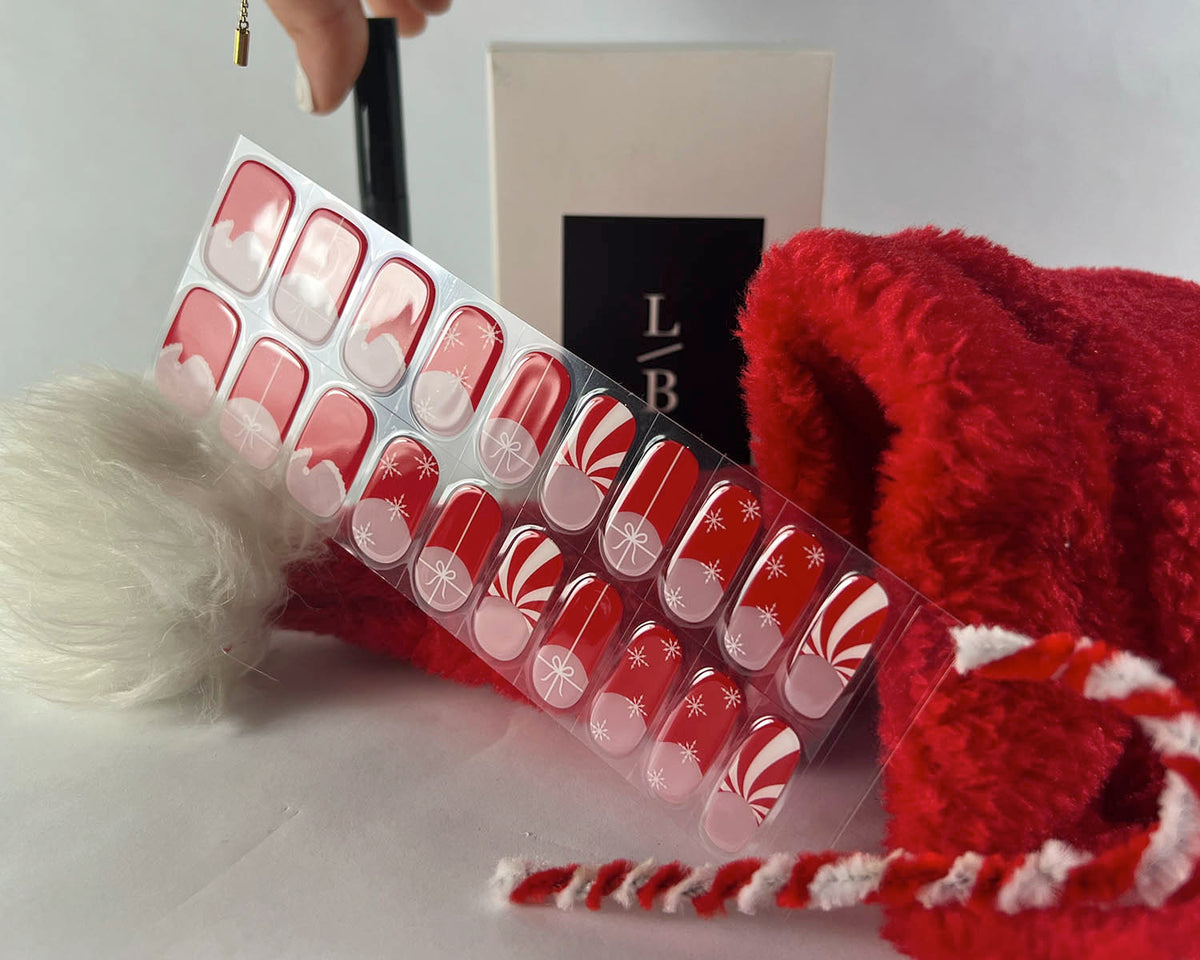 Semi-cured Gel Nail Wraps - French Christmas