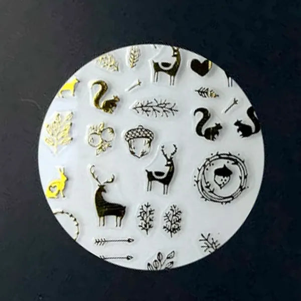 Golden Woodland Nail Decals