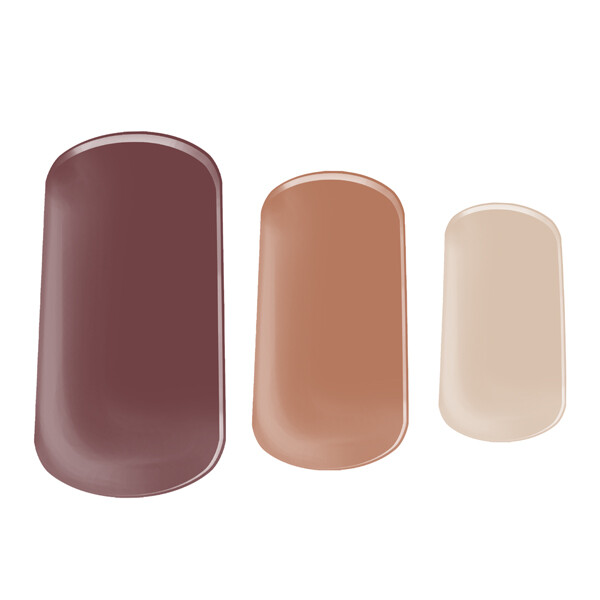 Berry mixed semi-cured gel nails feature an image showing 3 sizes snapshot on white background