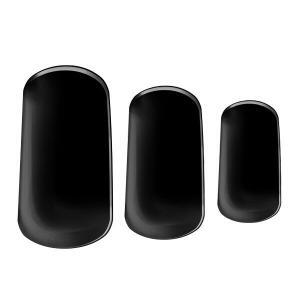 black Semi-cured gel nails feature an image showing 3 sizes snapshot on white background