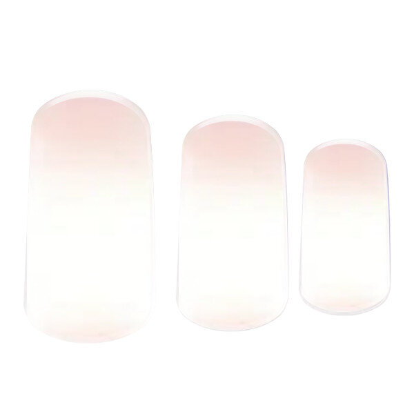 ombre pink Semi-cured gel nails feature an image showing 3 sizes snapshot on white background