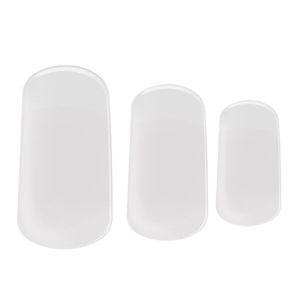 Transparent clear Semi-cured gel nails feature an image showing 3 sizes snapshot on white background
