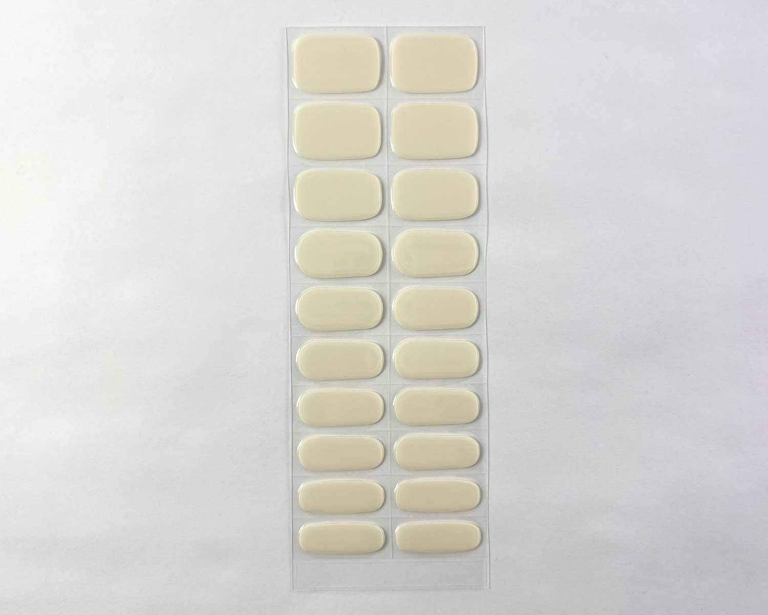 stone off white semi-cured gel nails strip showing 20 pieces with 10 different sizes on white background