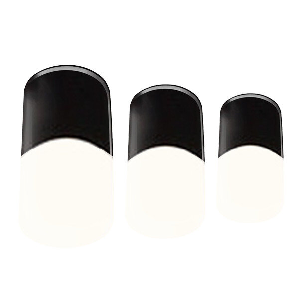 french black tip Semi-cured gel nails feature an image showing 3 sizes snapshot on white background