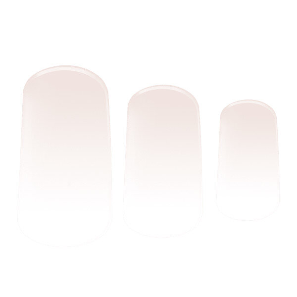 white to pink Semi-cured gel nails feature an image showing 3 sizes snapshot on white background