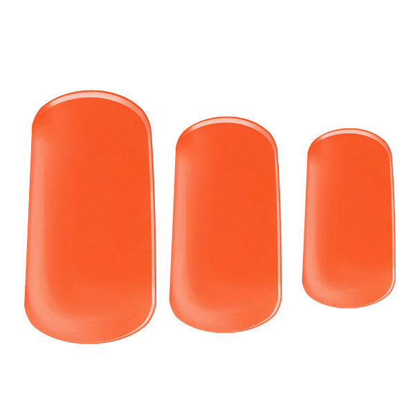 neon orange Semi-cured gel nails feature an image showing 3 sizes snapshot on white background