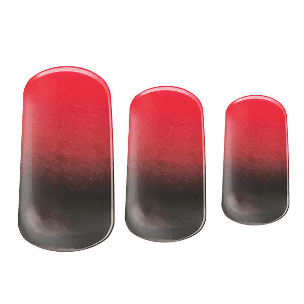 True blood red and black Semi-cured gel nails feature an image showing 3 sizes snapshot on white background