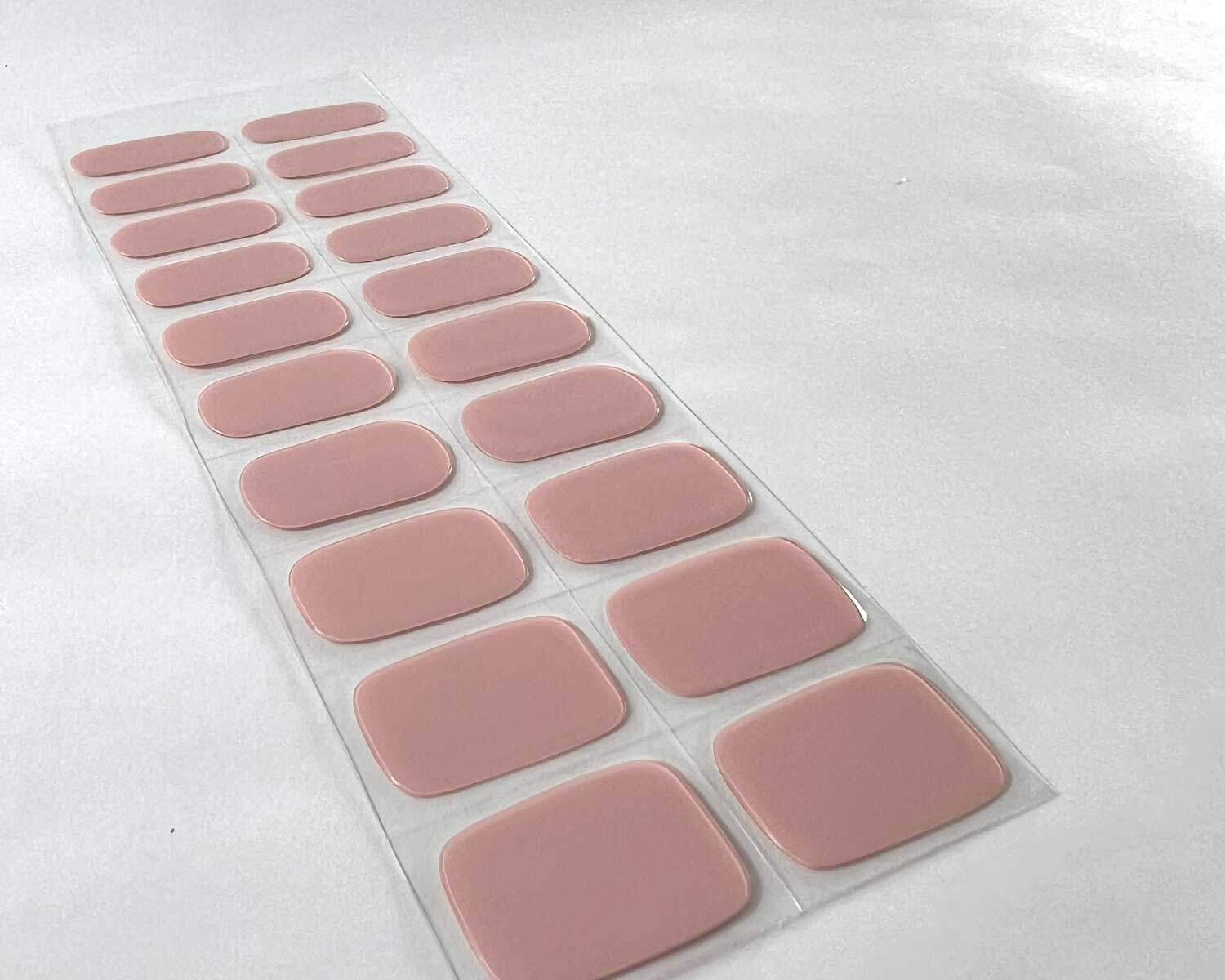 semi-cured-Gel-Nail-Sticker-pink-marshmellow-angle pink marshmallow semi-cured gel nails on angle zoomed in on white background