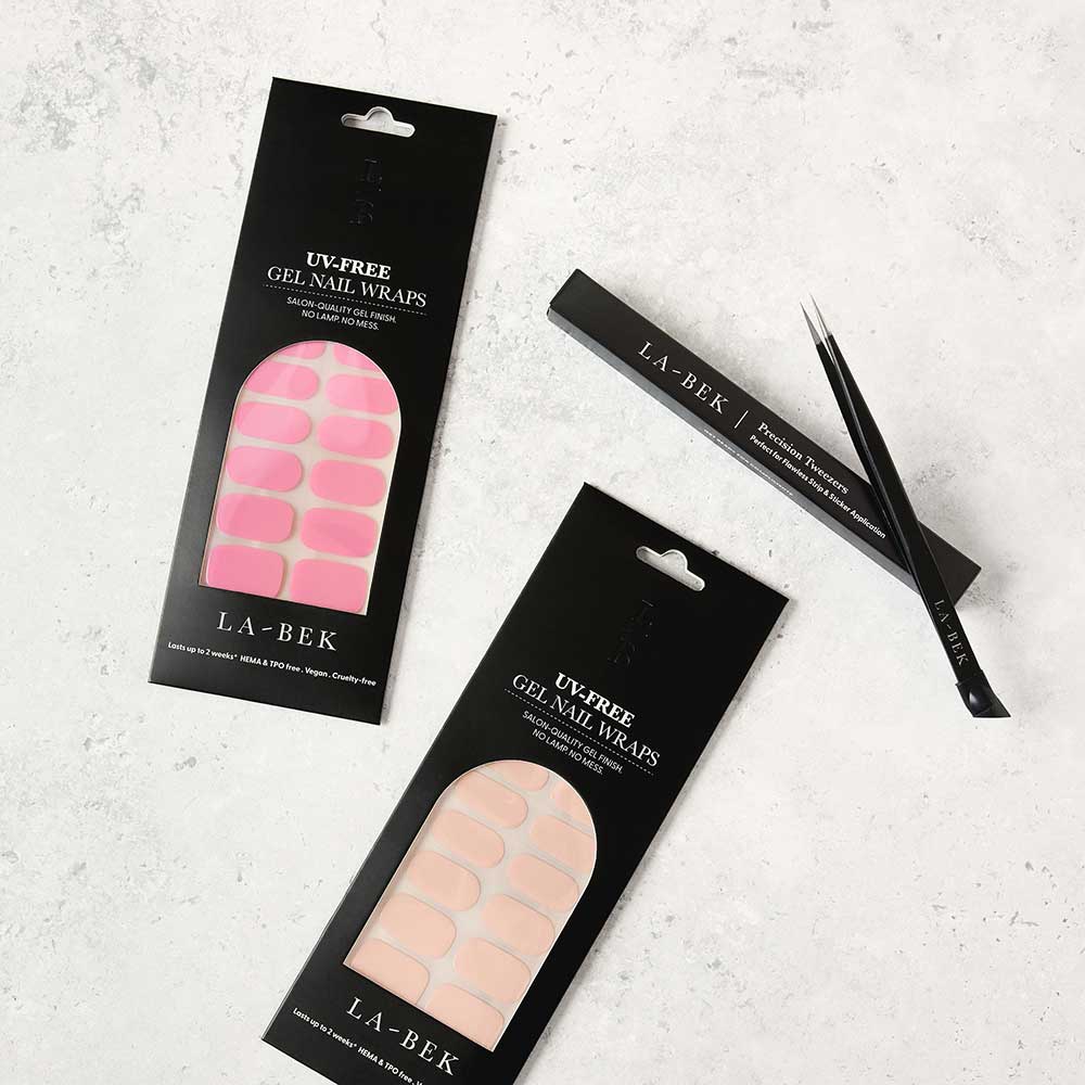 Pink Glow Basic Starter Kit UV-Free Gel Nails with Tweezers