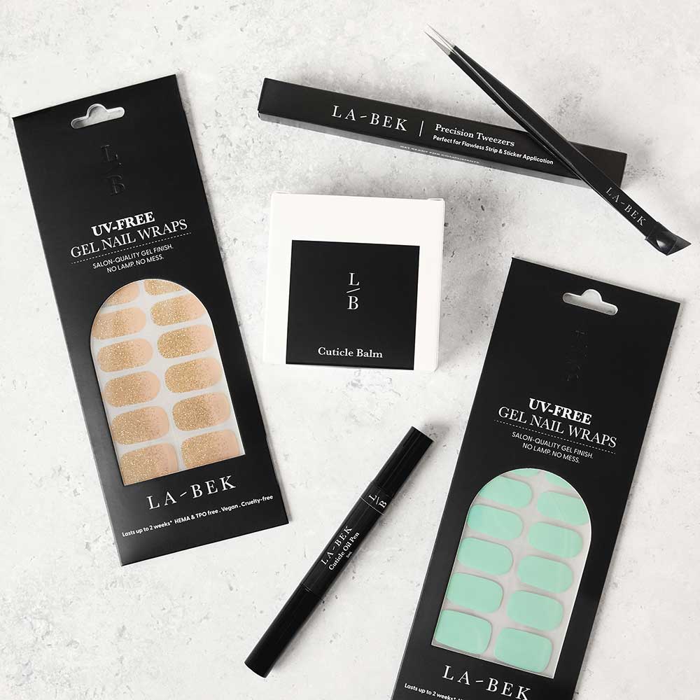 Coastal Crush Essentials Starter Kit with UV-free gel wraps, lamp, tweezers, cuticle balm and oil pen