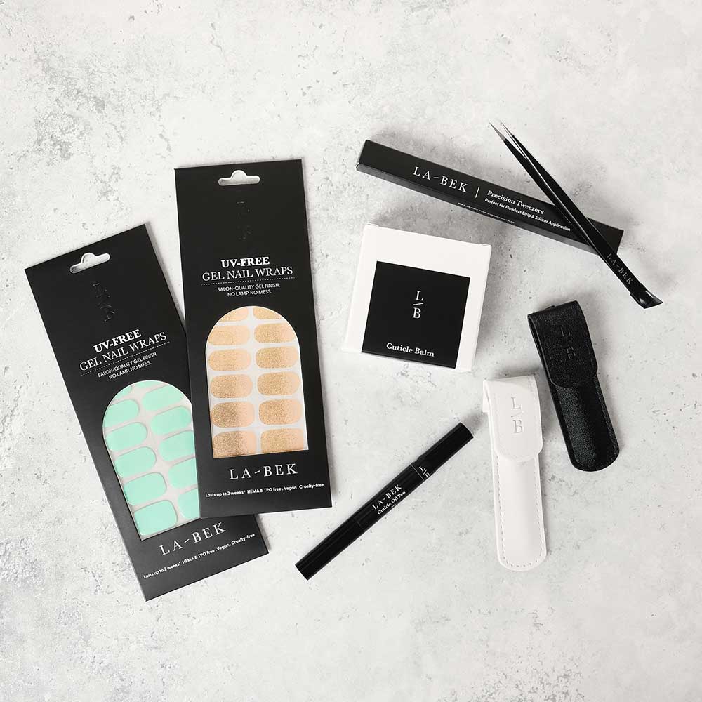 Coastal Crush Premium Starter Kit with UV-free gel wraps, lamp, tweezers and tools