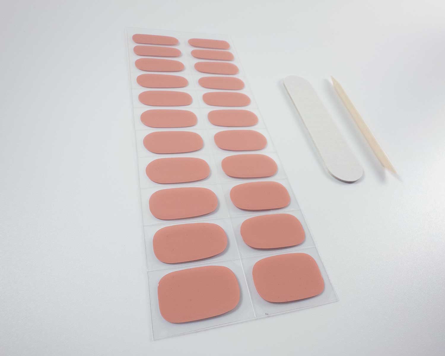 uv-free-gel-nail-wrap-dusty-salmon-pink-la-bek-australia-angle