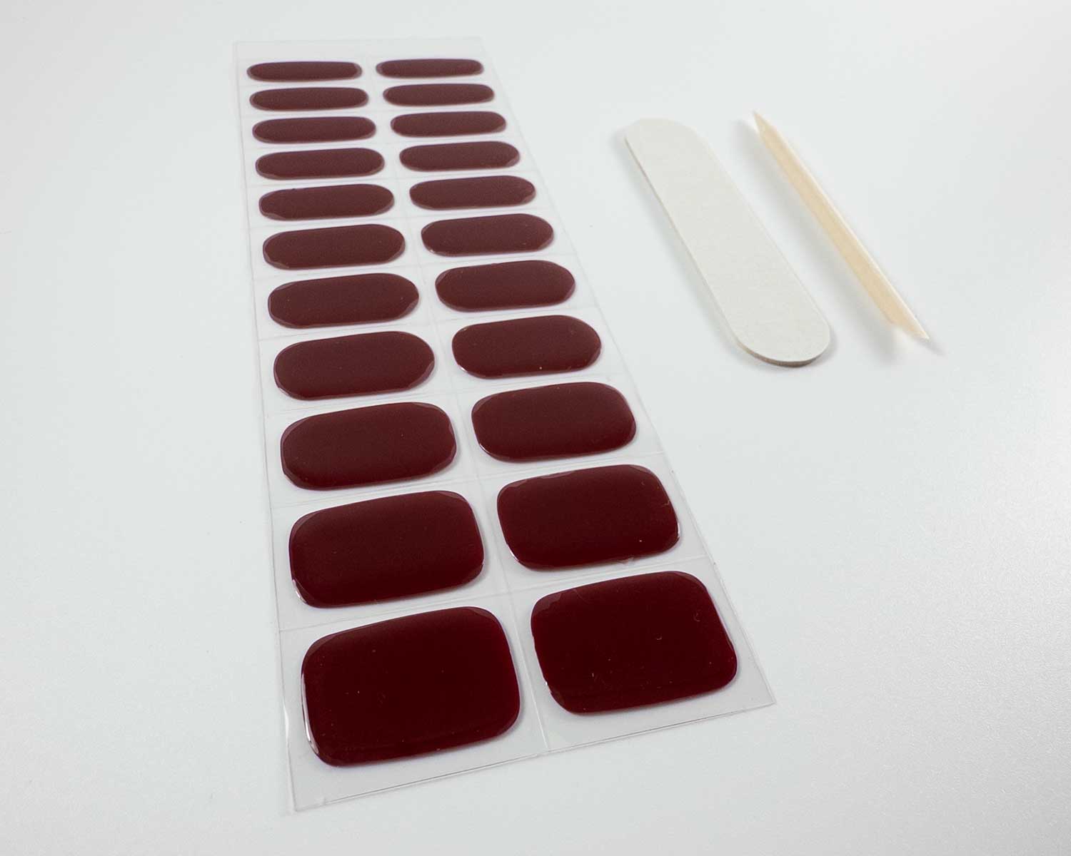 uv-free-gel-nail-wrap-maroon-la-bek-australia-angle